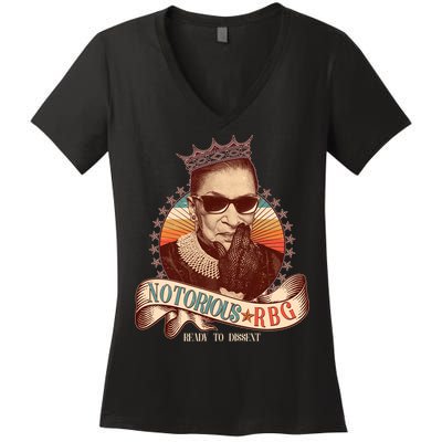 Notorious RBG Ready To Dissent Ruth Bader Ginsburg Women's V-Neck T-Shirt