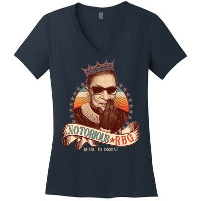 Notorious RBG Ready To Dissent Ruth Bader Ginsburg Women's V-Neck T-Shirt