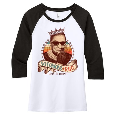 Notorious RBG Ready To Dissent Ruth Bader Ginsburg Women's Tri-Blend 3/4-Sleeve Raglan Shirt