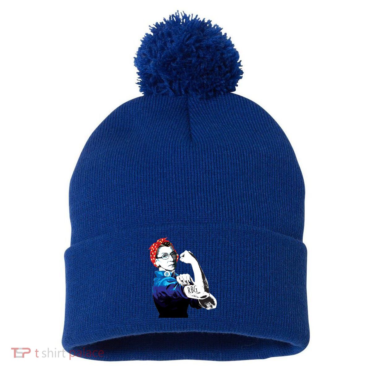 Notorious RBG Ruth Bader Ginsburg Strong Pom Pom 12in Knit Beanie