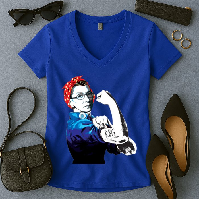 Notorious RBG Ruth Bader Ginsburg Strong Women's V-Neck T-Shirt