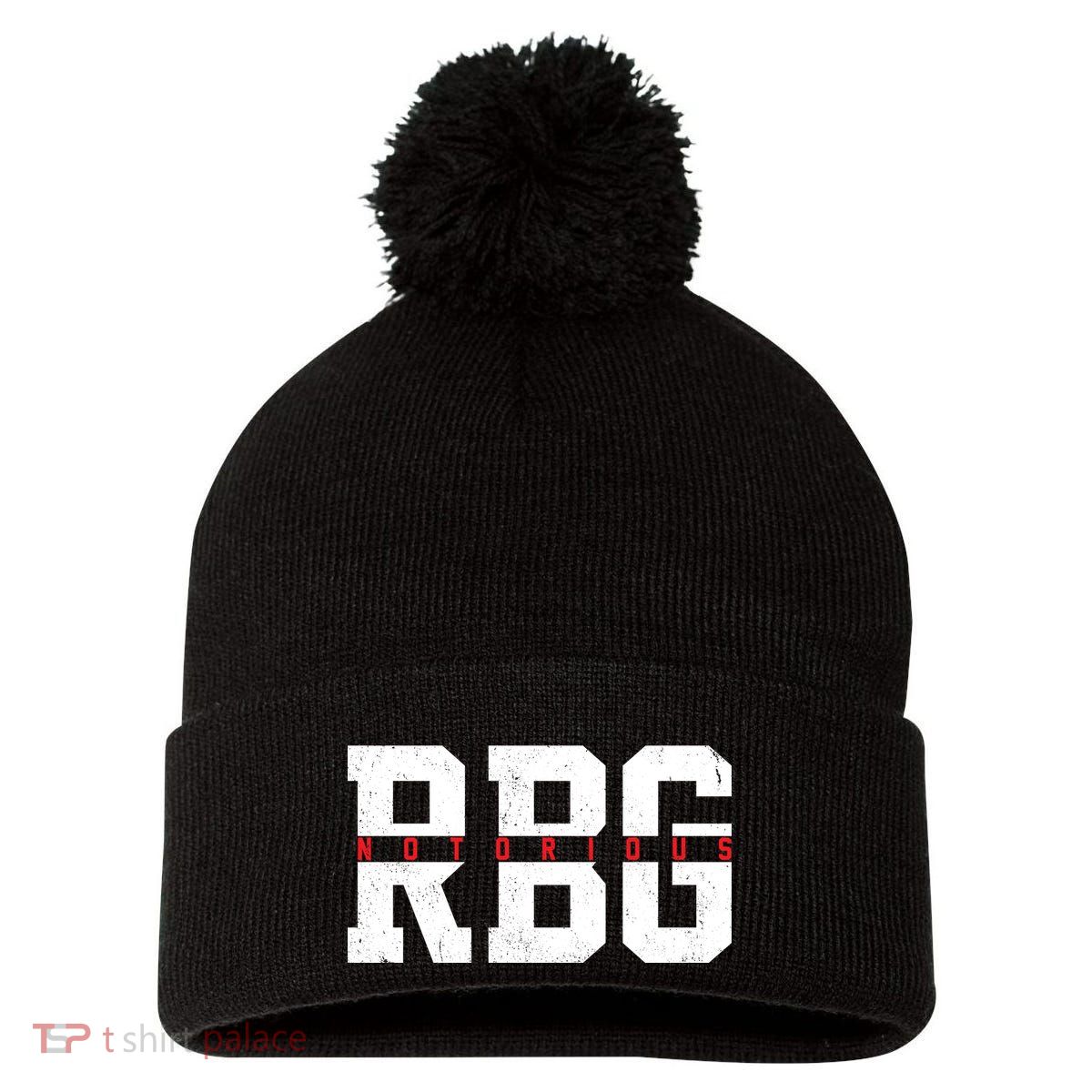 Notorious RBG Simple Logo Pom Pom 12in Knit Beanie