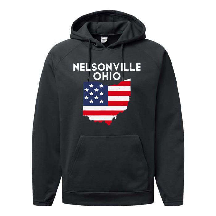 Nelsonville Ohio USA State America Travel Ohioan Performance Fleece Hoodie