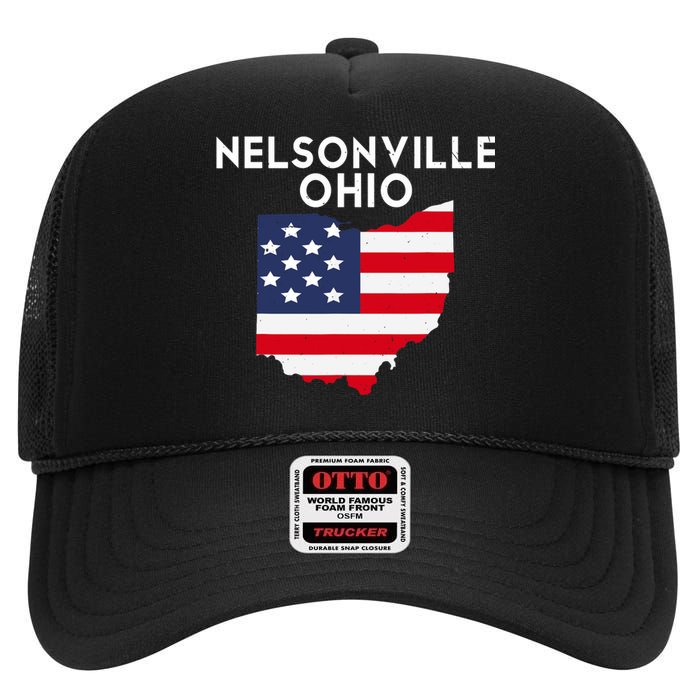 Nelsonville Ohio USA State America Travel Ohioan High Crown Mesh Back Trucker Hat