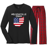 Nelsonville Ohio USA State America Travel Ohioan Women's Long Sleeve Flannel Pajama Set 