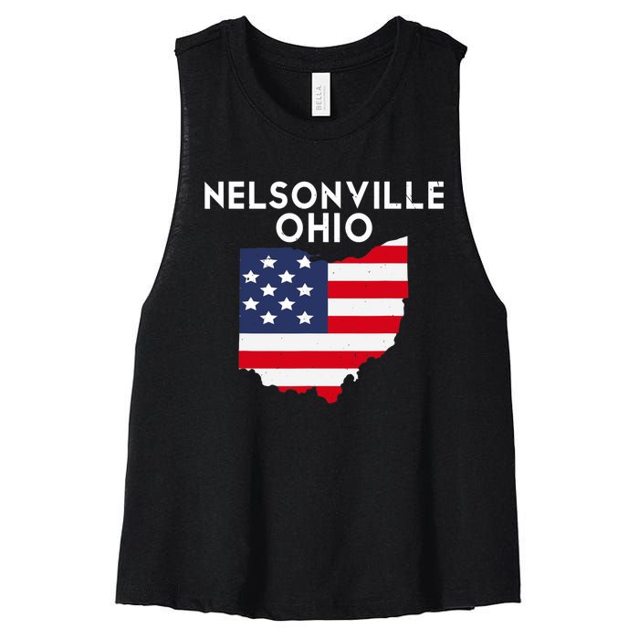 Nelsonville Ohio USA State America Travel Ohioan Women's Racerback Cropped Tank