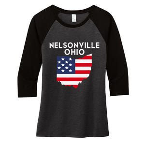 Nelsonville Ohio USA State America Travel Ohioan Women's Tri-Blend 3/4-Sleeve Raglan Shirt