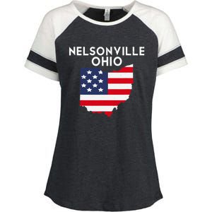 Nelsonville Ohio USA State America Travel Ohioan Enza Ladies Jersey Colorblock Tee