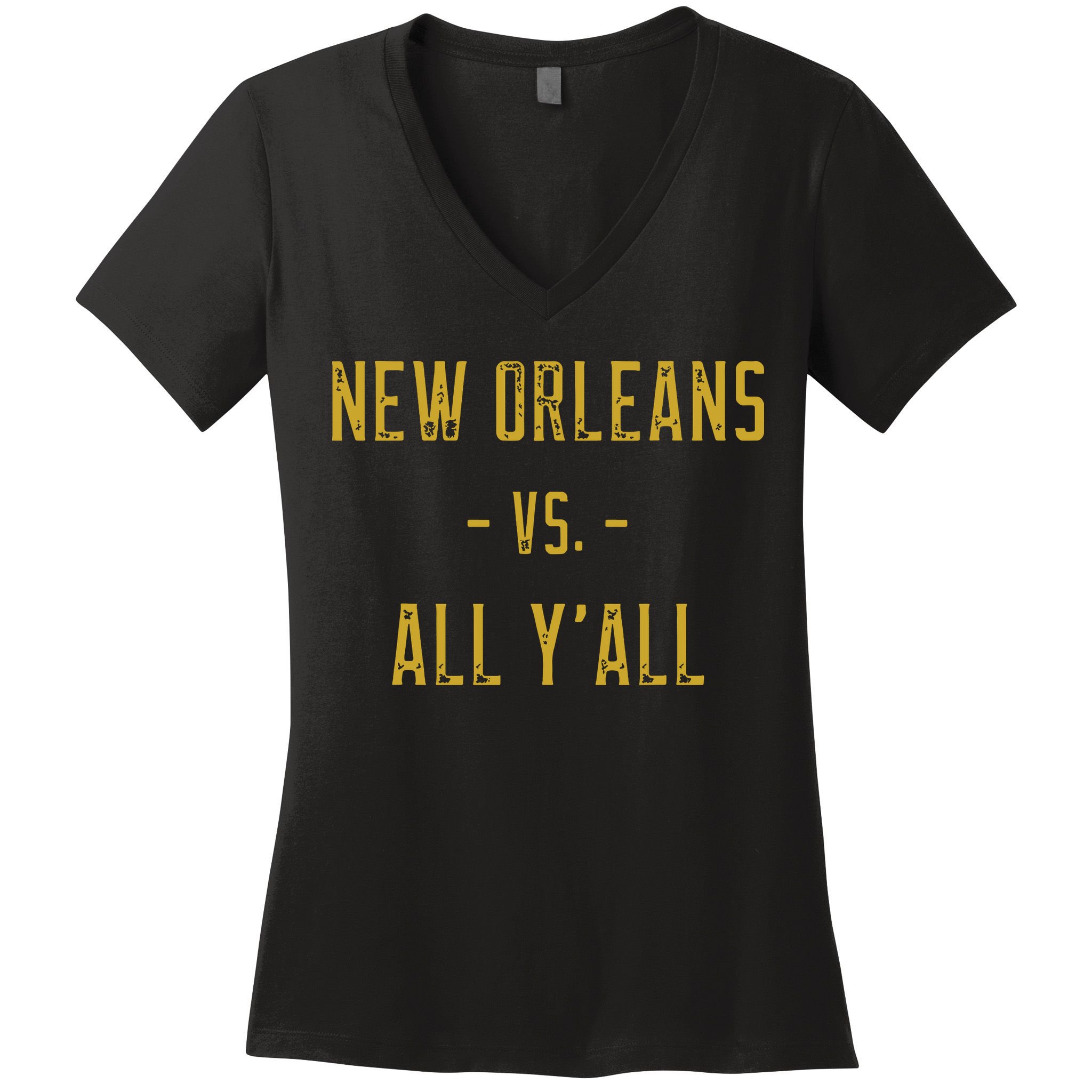 New Orleans Vs All Yall Sports Weathered Vintage Southern Women's V-Neck T-Shirt