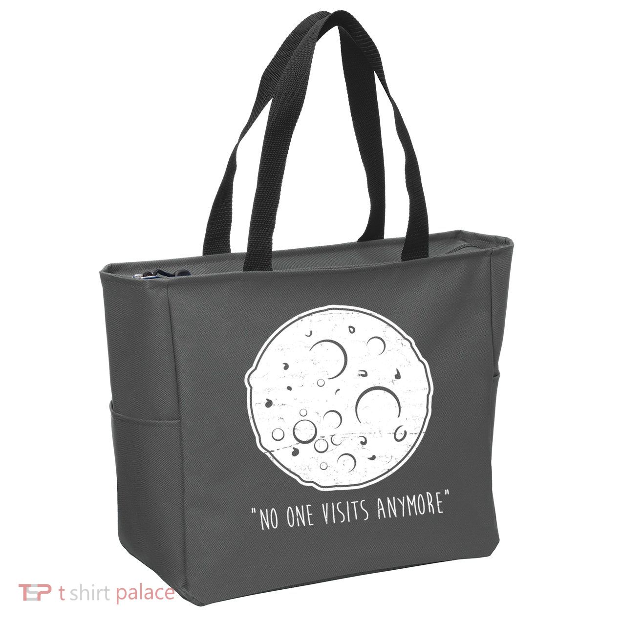 No One Visits Anymore Moon Space Zip Tote Bag