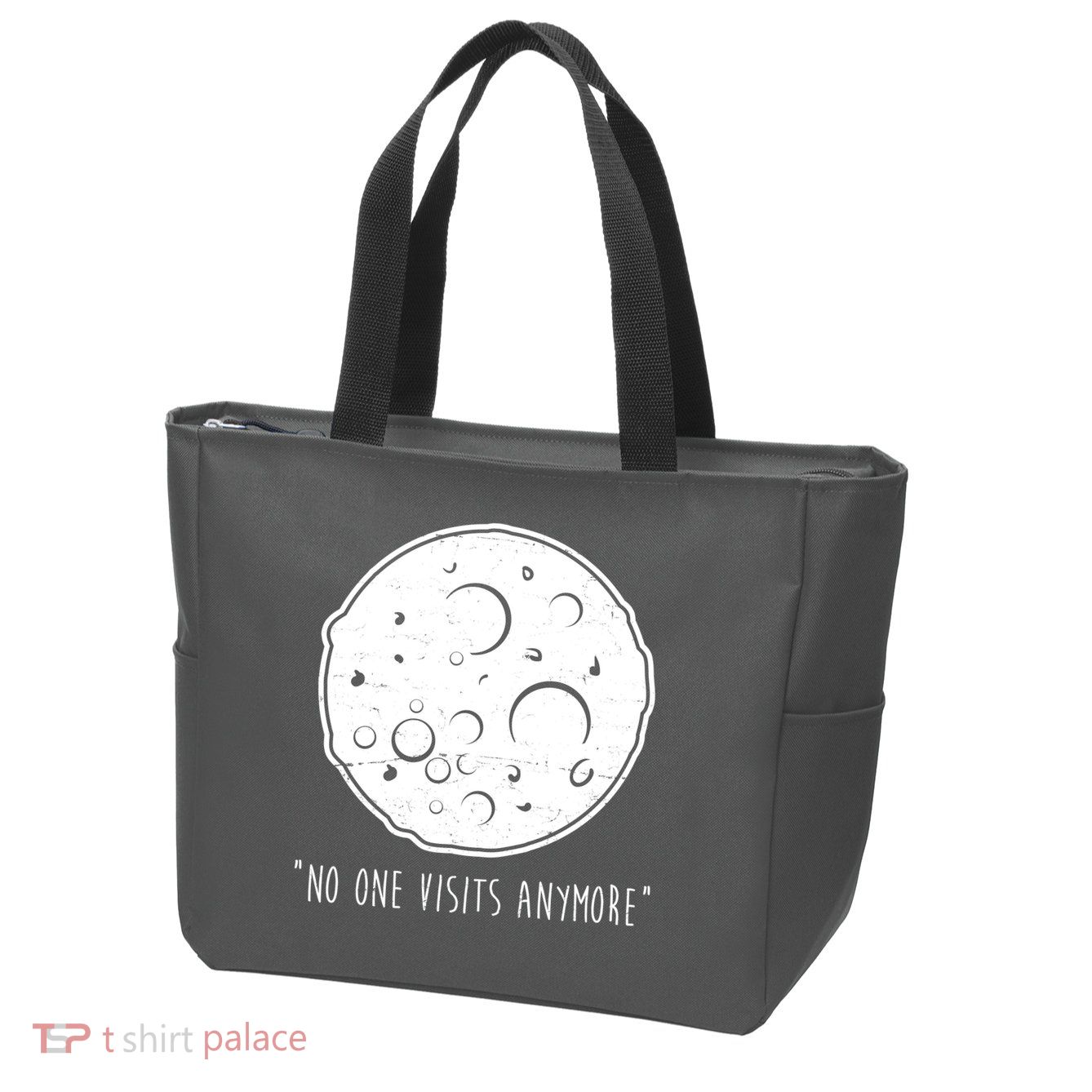 No One Visits Anymore Moon Space Zip Tote Bag