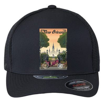 New Orleans Vintage Travel Poster Flexfit Unipanel Trucker Cap