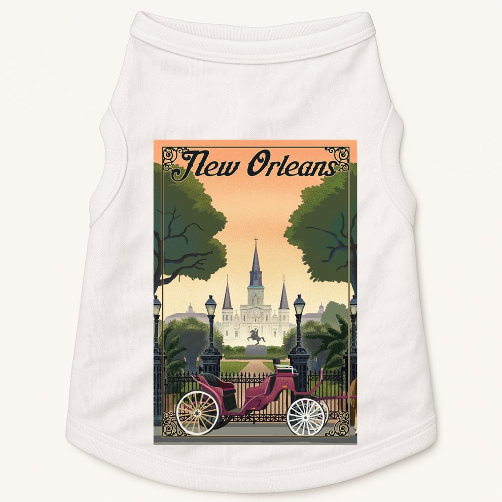 New Orleans Vintage Travel Poster Doggie Tank