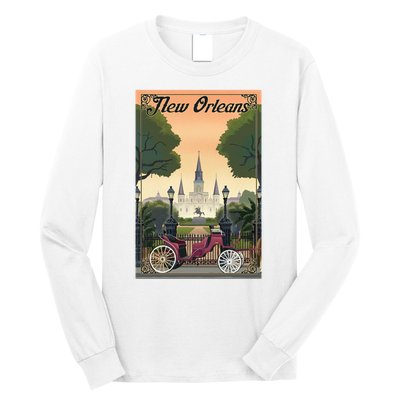 New Orleans Vintage Travel Poster Long Sleeve Shirt