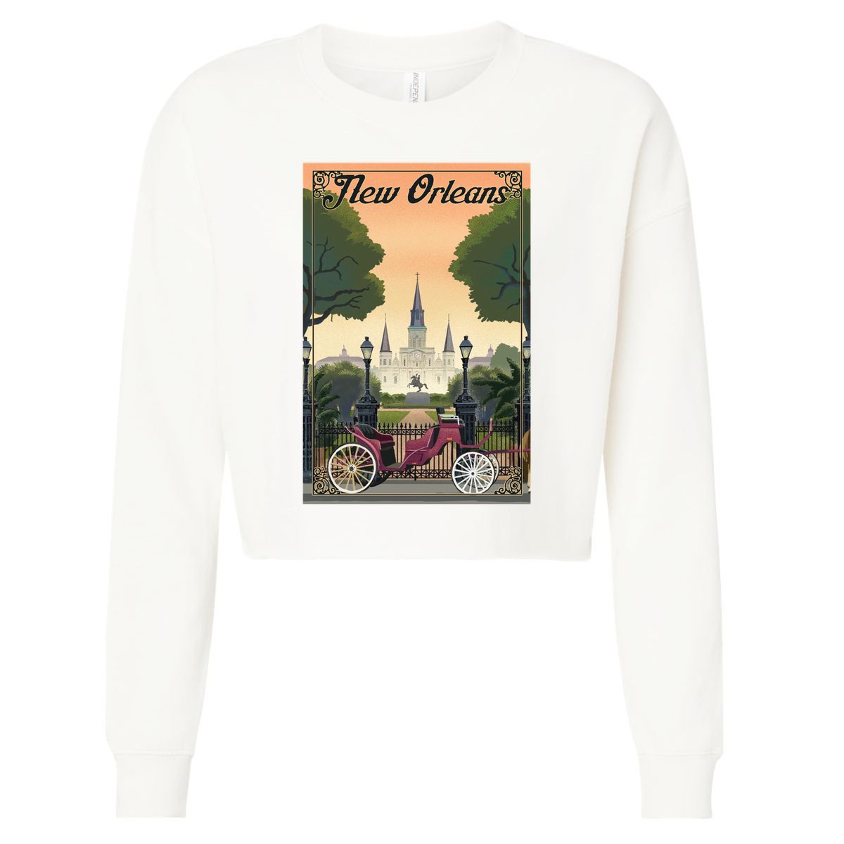 New Orleans Vintage Travel Poster Cropped Pullover Crew