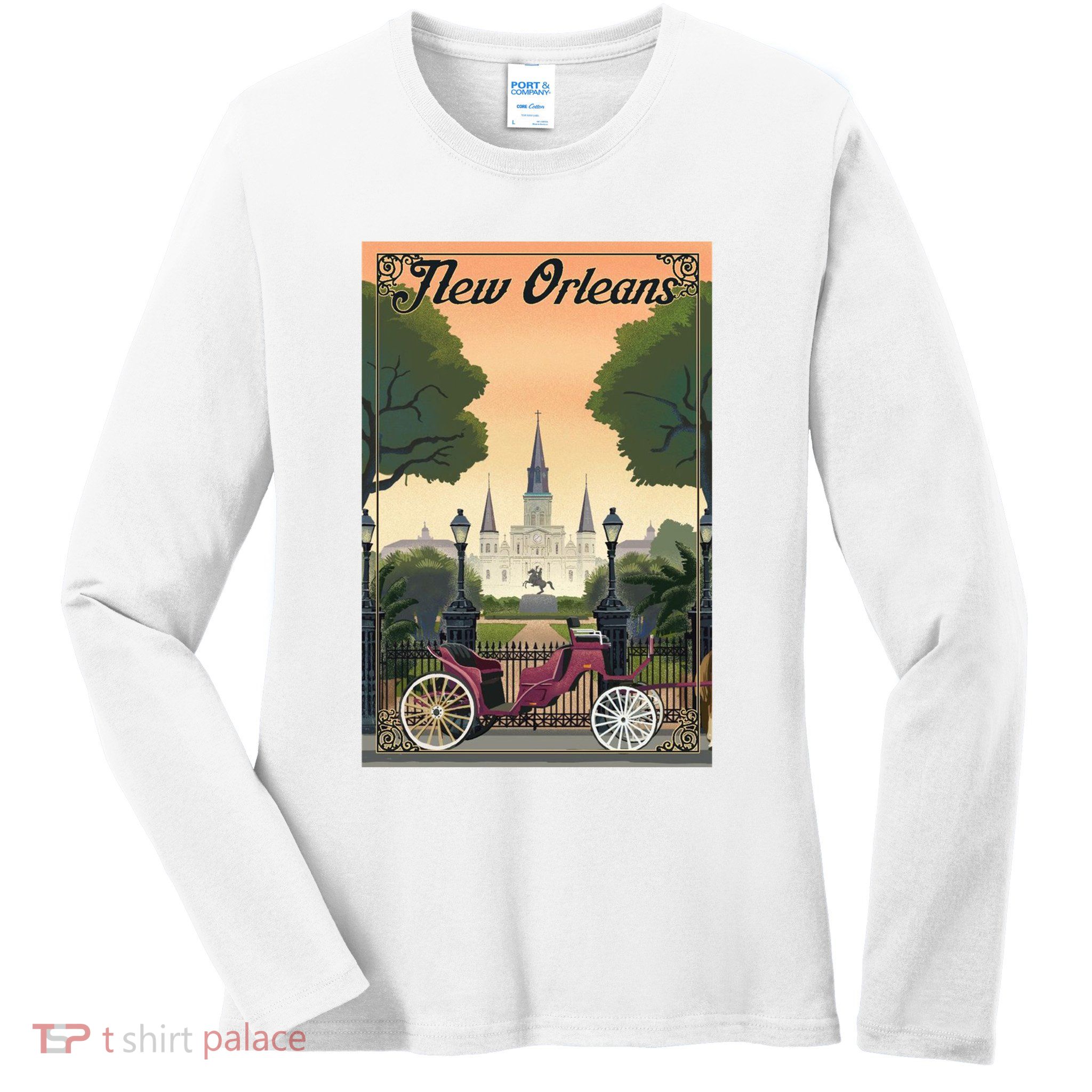 New Orleans Vintage Travel Poster Ladies Long Sleeve Shirt