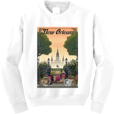 New Orleans Vintage Travel Poster Kids Sweatshirt