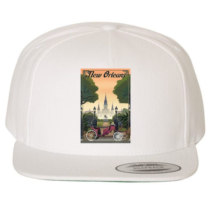 New Orleans Vintage Travel Poster Wool Snapback Cap