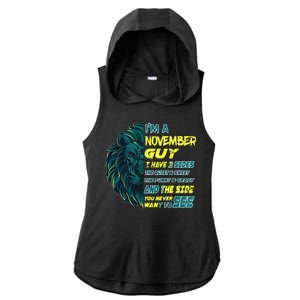 November Birthday Guy Has 3 Sides Sweet Funny Crazy  Ladies PosiCharge Tri-Blend Wicking Draft Hoodie Tank