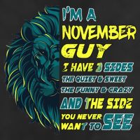 November Birthday Guy Has 3 Sides Sweet Funny Crazy  7 Panel Mesh Trucker Snapback Hat