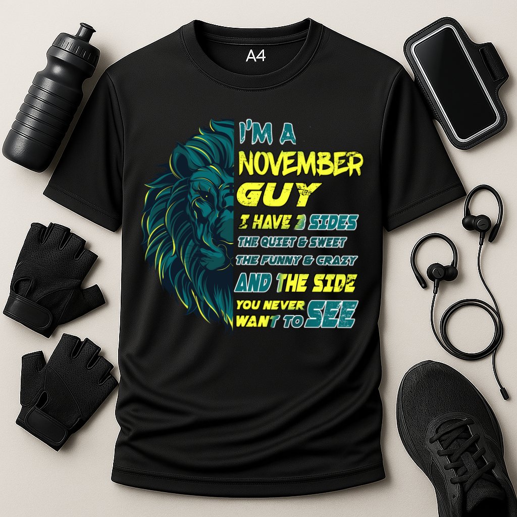 November Birthday Guy Has 3 Sides Sweet Funny Crazy  Cooling Performance Crew T-Shirt