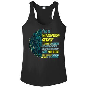 November Birthday Guy Has 3 Sides Sweet Funny Crazy  Ladies PosiCharge Competitor Racerback Tank