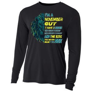 November Birthday Guy Has 3 Sides Sweet Funny Crazy  Cooling Performance Long Sleeve Crew