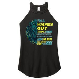 November Birthday Guy Has 3 Sides Sweet Funny Crazy  Women's Perfect Tri Rocker Tank