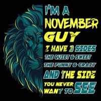 November Birthday Guy Has 3 Sides Sweet Funny Crazy  Women's V-Neck T-Shirt