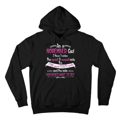 November Girl Sweet But Crazy Funny Birthday Hoodie