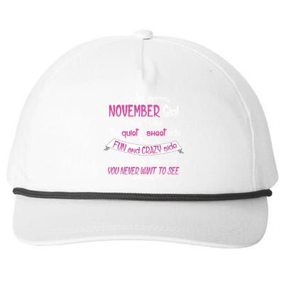 November Girl Sweet But Crazy Funny Birthday Snapback Five-Panel Rope Hat