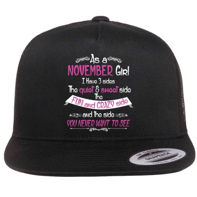 November Girl Sweet But Crazy Funny Birthday Flatbill Hat