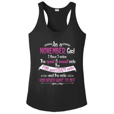 November Girl Sweet But Crazy Funny Birthday Ladies PosiCharge Competitor Racerback Tank