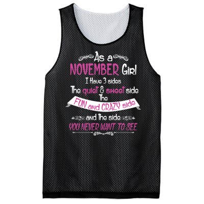 November Girl Sweet But Crazy Funny Birthday Mesh Reversible Basketball Jersey Tank