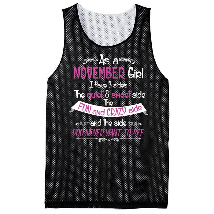 November Girl Sweet But Crazy Funny Birthday Mesh Reversible Basketball Jersey Tank