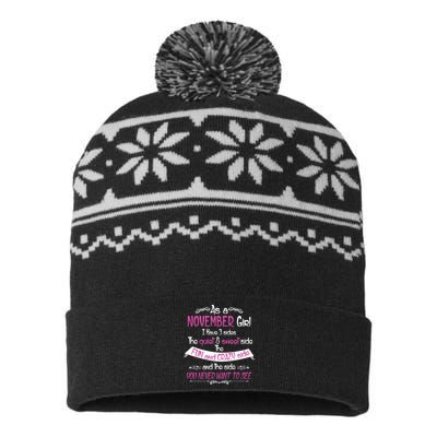 November Girl Sweet But Crazy Funny Birthday USA-Made Snowflake Beanie