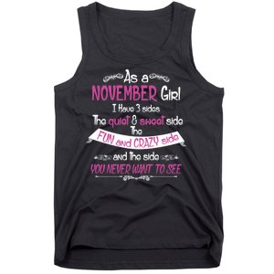 November Girl Sweet But Crazy Funny Birthday Tank Top