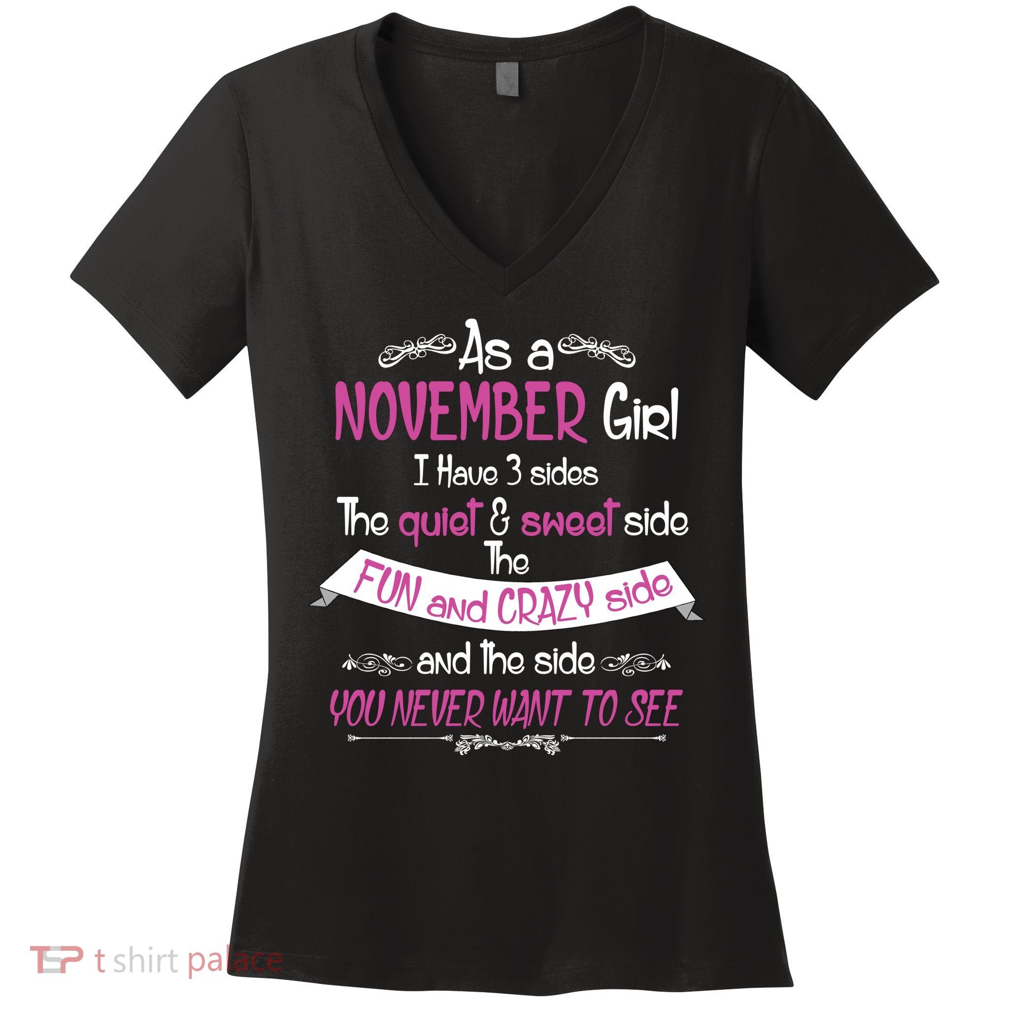 November Girl Sweet But Crazy Funny Birthday Women's V-Neck T-Shirt