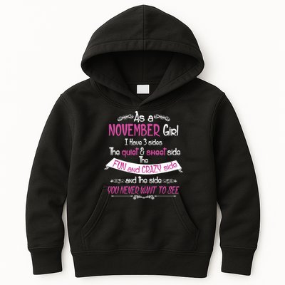 November Girl Sweet But Crazy Funny Birthday Kids Hoodie