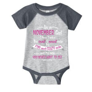 November Girl Sweet But Crazy Funny Birthday Infant Baby Jersey Bodysuit