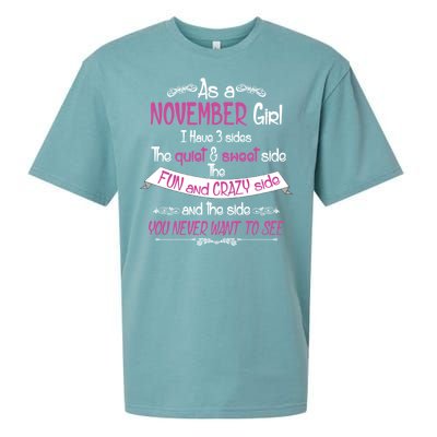 November Girl Sweet But Crazy Funny Birthday Sueded Cloud Jersey T-Shirt