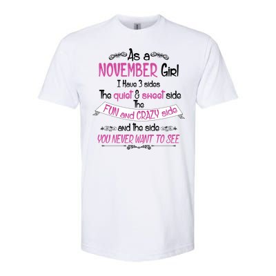 November Girl Sweet But Crazy Funny Birthday Softstyle® CVC T-Shirt