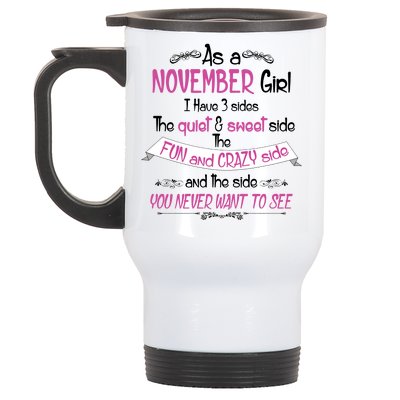 November Girl Sweet But Crazy Funny Birthday Stainless Steel Travel Mug