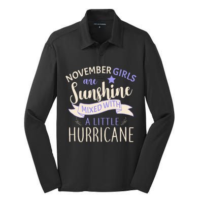 November Girls Are Sunshine Mixed With Hurricane Silk Touch Performance Long Sleeve Polo