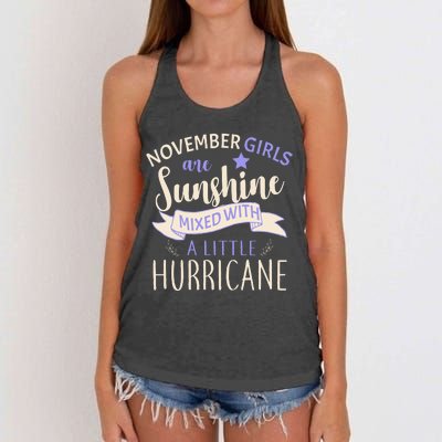 November Girls Are Sunshine Mixed With Hurricane Women's Knotted Racerback Tank