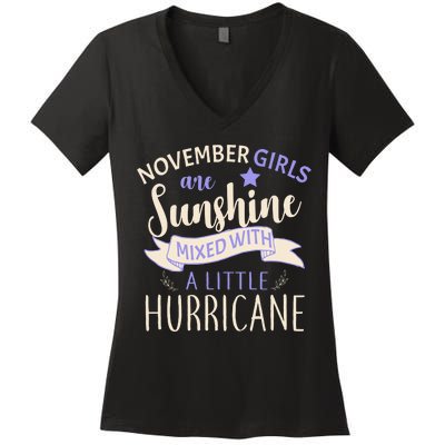 November Girls Are Sunshine Mixed With Hurricane Women's V-Neck T-Shirt