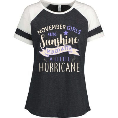 November Girls Are Sunshine Mixed With Hurricane Enza Ladies Jersey Colorblock Tee