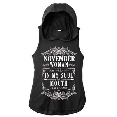 November Woman Funny Birthday Ladies PosiCharge Tri-Blend Wicking Draft Hoodie Tank