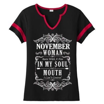 November Woman Funny Birthday Ladies Halftime Notch Neck Tee