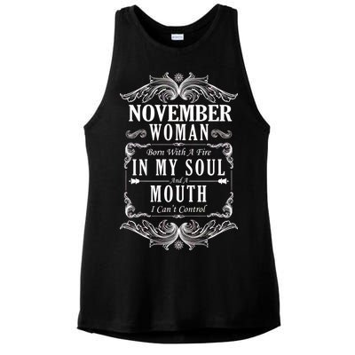 November Woman Funny Birthday Ladies PosiCharge Tri-Blend Wicking Tank